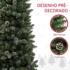 Árvore de Natal 225 cm Árvore de Natal Artificial com 980 Ramos e Suporte de Metal Árvore de Natal para Sala de Estar Interior Verde — foto 5