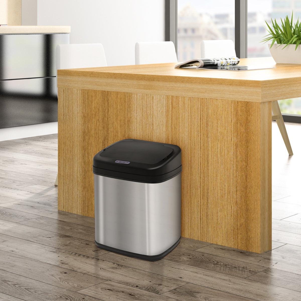 Balde de Lixo Automático 20L Balde de Lixo de Cozinha de Aço Inoxidável com Sensor Infravermelho Abertura Automática Cubo Amovível e Alça 33x25x42,5 cm Prata e Preto — foto 2