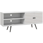 Móvel de TV para Televisores de até 65 Polegadas Móvel de TV para Sala com 2 Prateleiras Abertas 1 Armário com Portas e Orifícios para Cabos 145x38x65 cm Estilo Moderno Branco — foto 1