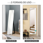 Espelho de Pé Espelho de Corpo Inteiro Retangular Espelho de Parede com 2 Formas de Uso Estrutura de Madeira de Pinho para Dormitórios Sala de Estar Corredor 37x43x156 cm Preto — foto 5