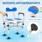 Assento de Duche para Pessoas Idosas Assento de Duche com Assento Ranhurado Altura Ajustável Banco de Duche Antiderrapante com Encosto e Apoio para os Braços Carga 136 kg Azul — foto 7