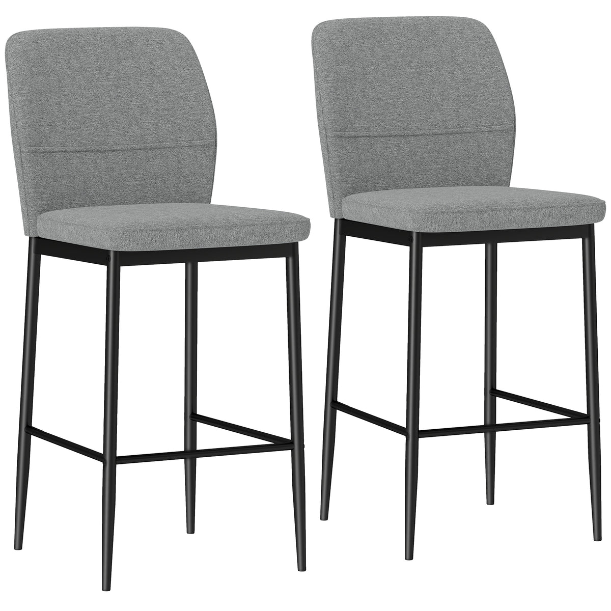 Conjunto de 2 Bancos de Bar Bancos Altos de Cozinha com Encosto e Apoio para os Pés Estofados em Veludo Estrutura de Aço Bancos Altos Modernos para Sala de Jantar Balcão 41x52x97 cm Cinza — foto 1