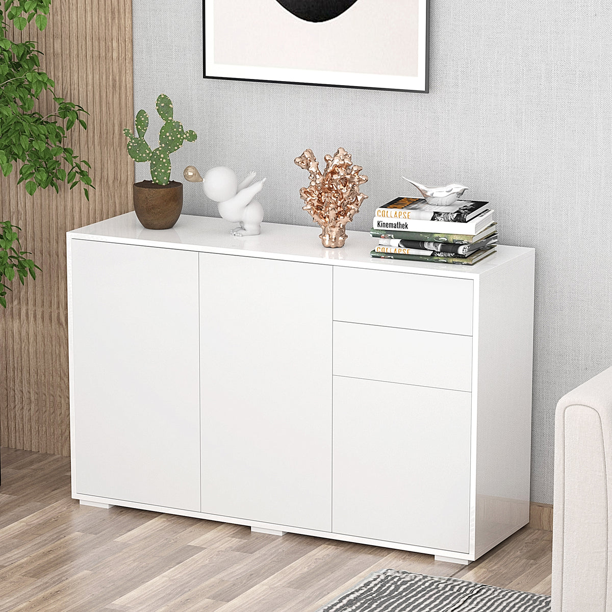 Essenza Aparador Sala de Estar 3 Portas 2 Gavetas Branco 117x36x74cm — foto 2