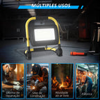 Preojetor LED Recarregável com Cabeças e Suporte Ajustáveis 50W 4250 Lúmenes IP65 6500K Reflector LED Resistente à Intemperie Portátil com Pega para Interior e Exterior Amarelo e Preto — foto 6