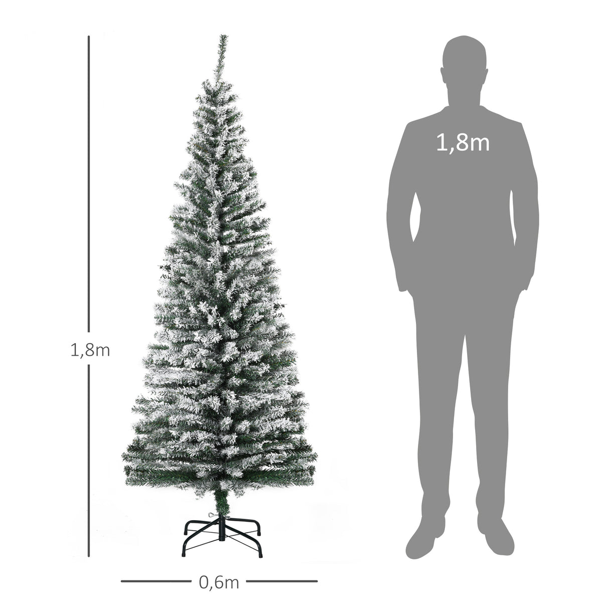 Árvore de Natal 180 cm Árvore de Natal Artificial Nevado com 492 Ramos e Suporte de Metal Árvore de Natal para Sala de Estar Verde e Branco — foto 3