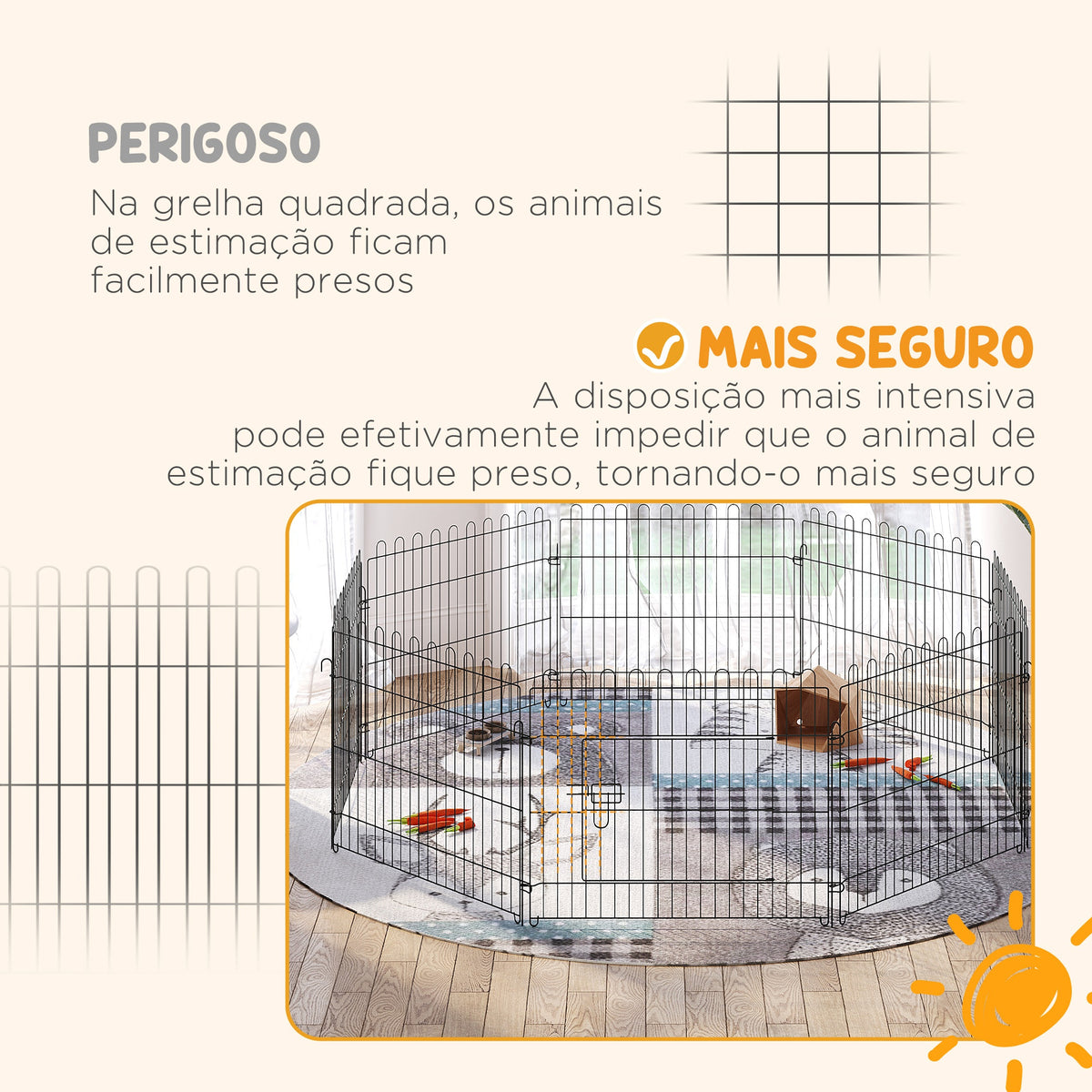 Parque para Animais de Estimação com 8 Paineis 71x61cm Dobrável Cerca para Animais de Estimação com Porta com Trava para Jardim Pátio Exterior Preto — foto 5