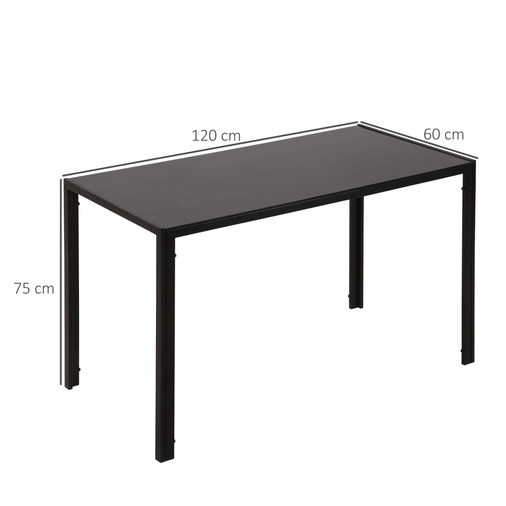 Mesa Sala de Jantar de Cristal Mesa Retangular para 4-6 pessoas com Pés de Metal Multifuncional para Cozinha 120x60x75 cm Preto — foto 3
