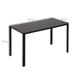 Mesa Sala de Jantar de Cristal Mesa Retangular para 4-6 pessoas com Pés de Metal Multifuncional para Cozinha 120x60x75 cm Preto — foto 3
