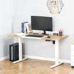 Secretária Elétrica de Pé com Ajuste Elétrico de Altura e 4 Teclas de Memória para Casa Escritório 140x70x72-116 cm Branco e Natural — foto 2