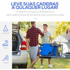 Espreguiçadeira Reclinável com Almofada para a Cabeça Espreguiçadeira Dobrável e Portátil para Praia Campismo 118x60x80cm Azul — foto 7