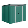 Abrigo de Jardim 4,5 m² 260x194x200 cm Abrigo Exterior Metálico com Painéis Frontais Transparentes e 2 Portas Deslizantes para Armazenamento de Ferramentas Verde — foto 1