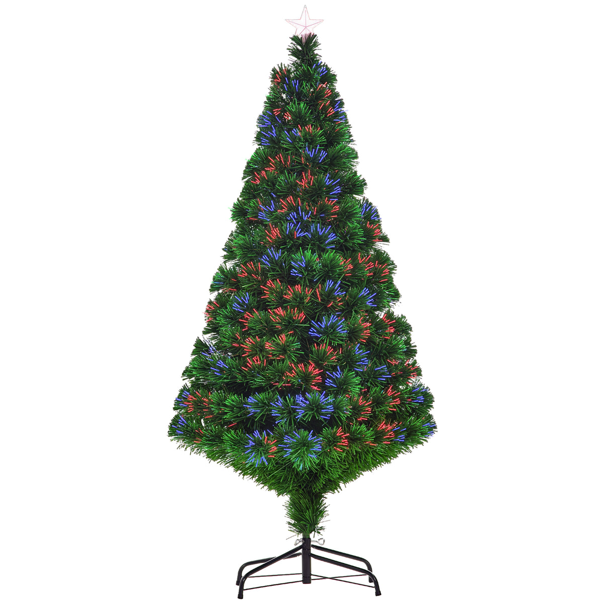 Árvore de Natal Artificial 150 cm Árvore de Natal com Fibra Óptica e Suporte Metálico Decoração de Natal Ø75x150 cm Verde — foto 1