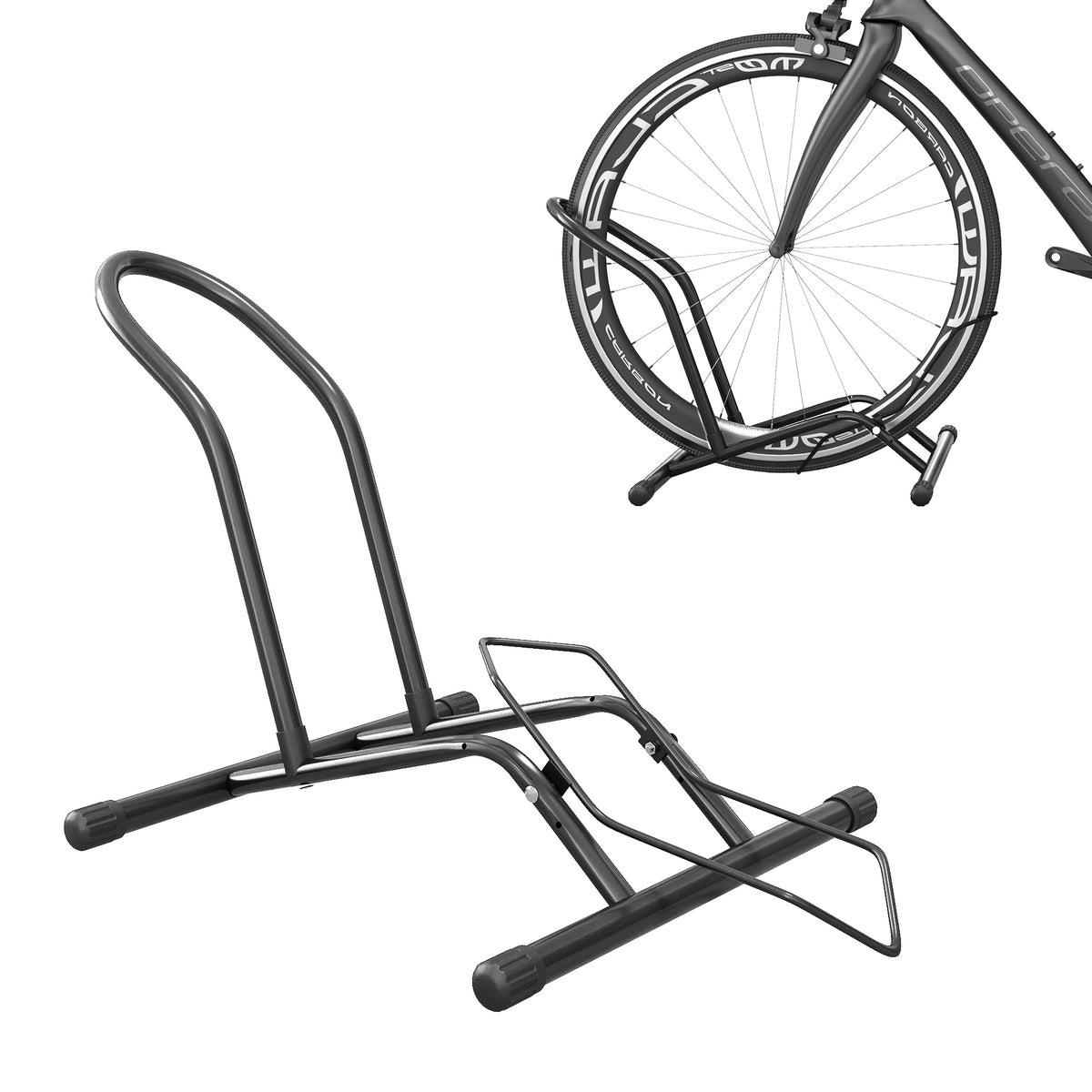 Estacionamento para Bicicletas Suporte para Bicicletas de Aço Estacionamento de Bicicletas de Chão Portátil para Interior e Exterior 59x41x38 cm Preto — foto 1
