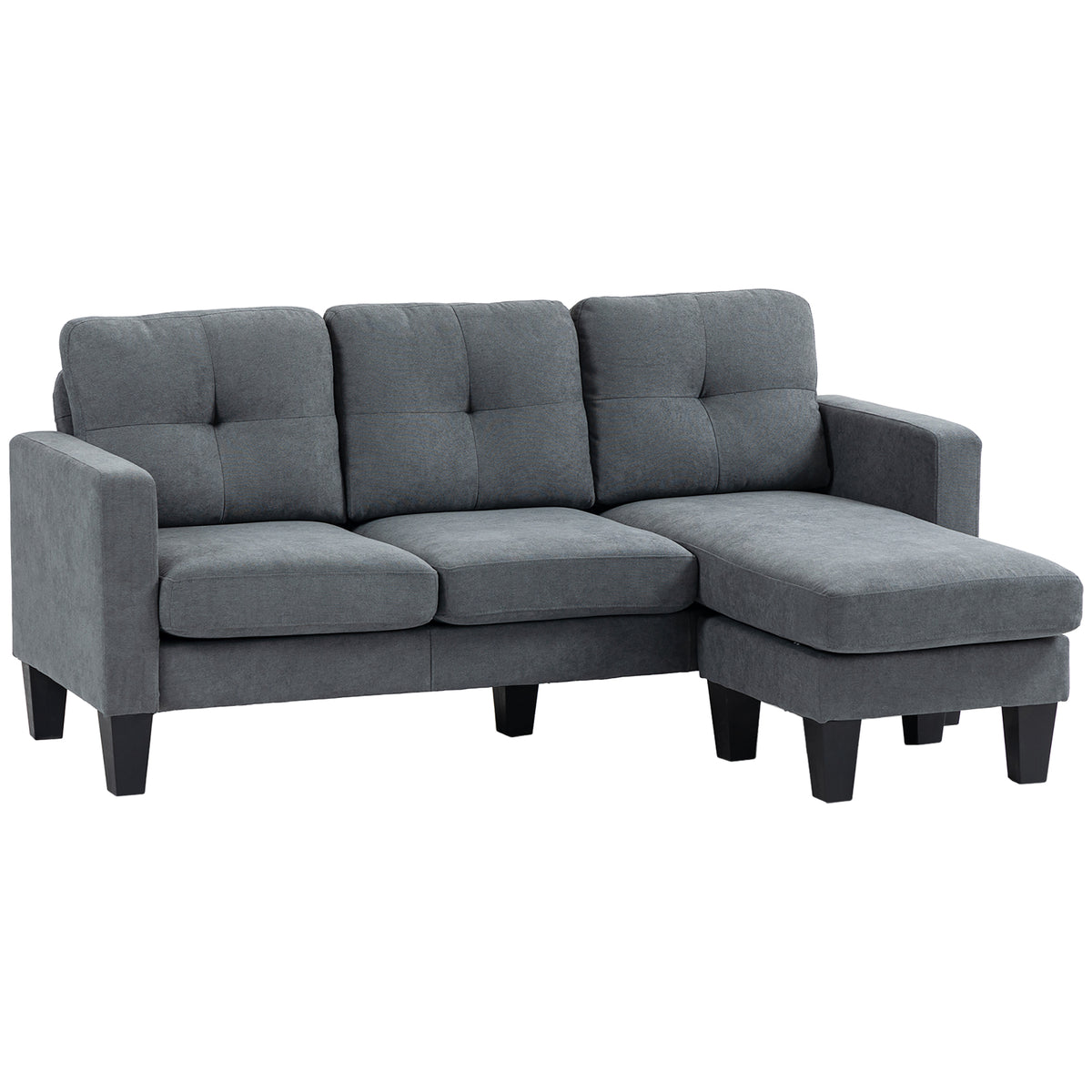 Sofá de canto em L, chaise-longue posicionável em ambos os lados, sofá estofado, Cinza escuro — foto 1