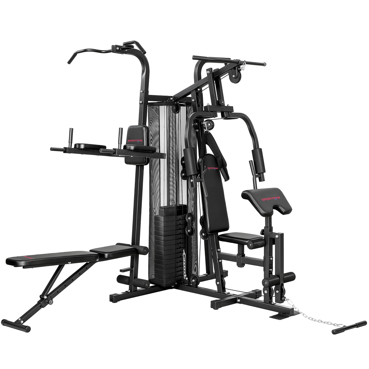 Estação de Treino Multifuncional Máquina de Fitness para Casa com Mais de 10 Exercícios Pesos Banco Ajustável Preto — foto 1