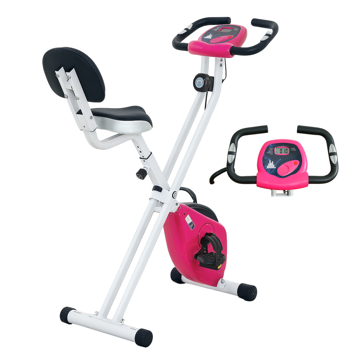Bicicleta de Exercício Dobrável Colaboração 8 Níveis de Resistência Selim Ajustável Rosa — foto 1