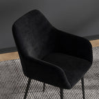 Conjunto 2 Cadeiras para Sala de Jantar Modernas com Braços Assento Estofado e Pernas de Aço 54x57x80 cm Preto — foto 2