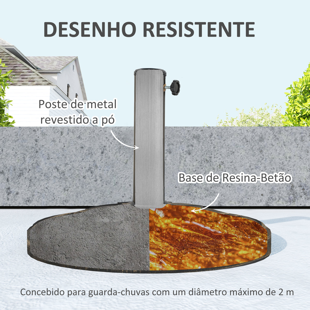 Base para Chapéu de Sol Redonda Suporte para Chapéu de Sol Base para Chapéu de Sol Preenchível com Cimento Peso 12 kg para Jardim Varanda Ø46x33 cm Bronze — foto 5