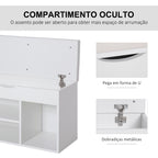 Banco Sapateira com Armazenamento Gaveta Prateleira e Assento Acolchoado para Entrada Estilo Moderno 80x30x47cm Branco — foto 4