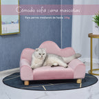 Sofá para Animais de estimação Sofá estilo moderno para gatos Cães pequenos com encosto e 3 ondulações Pernas levantadas em madeira 63x43x40 cm Rosa — foto 4