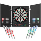 Alvo eletrônico digital para até 8 jogadores com 12 dardos e 30 pontas com portas de tela de LED 27 jogos diferentes 51x6,5x57 cm Preto — foto 1