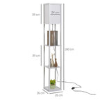 Candeeiro de Pé de Madeira com 3 Prateleiras De Armazenamento para Lâmpada E27 Potência Máx. 40W Candeeiro Moderno para Sala de Estar Dormitório 26x26x160cm Branco — foto 3
