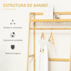 Suporte para Cabides de Bambu Cabideiro com Prateleira de 3 Níveis com Barra e Cabide Lateral para Roupas Bolsas 70x42x164cm Madeira — foto 5