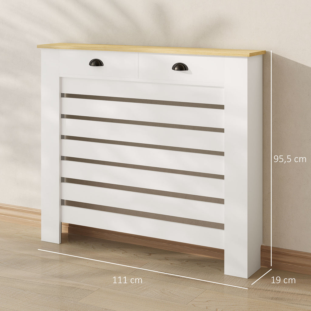 Cobertura para Radiador com Gavetas Cobertura para Radiador de MDF para Sala de Estar Dormitório Corredor 111x19x95,5 cm Branco — foto 3