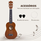 Ukelele 21 Polegadas Ukelele Soprano para Principiantes Ukelele apto para Concerto com Cordas de Nylon Material Madeira 53x17,5x6,2 cm Marrom — foto 6