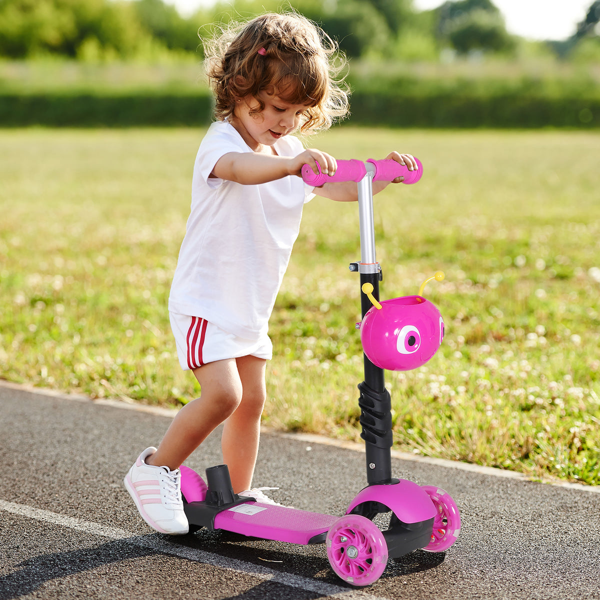 5 em 1trotinete para crianças de acima de 1 ano 3 rodas trotinete com assento removível guiador ajustável 62x25x72,5 cm rosa — foto 2