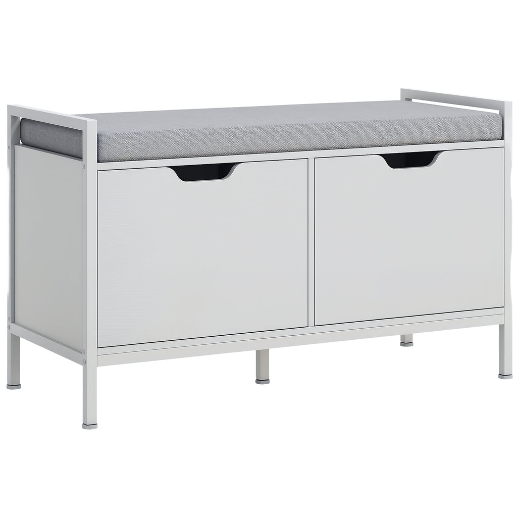 Banco Sapateira com Assento com Almofada Amovível para 4 Pares de Sapatos Banco Sapateira para Entrada Corredor Sala de Estar 84x35x50 cm Branco — foto 1