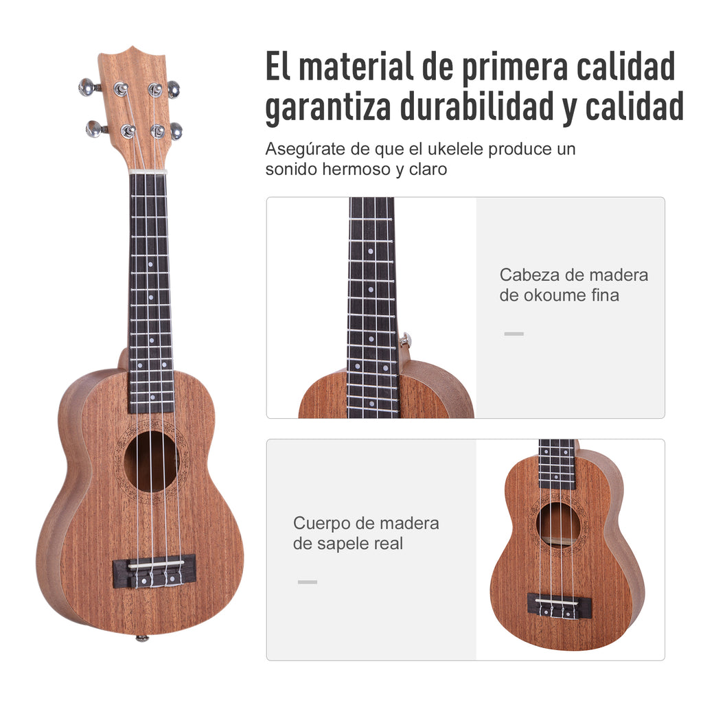Ukelele 21 Polegadas Ukelele Soprano para Principiantes Ukelele apto para Concerto com Cordas de Nylon Material Madeira 53x17,5x6,2 cm Madeira — foto 4
