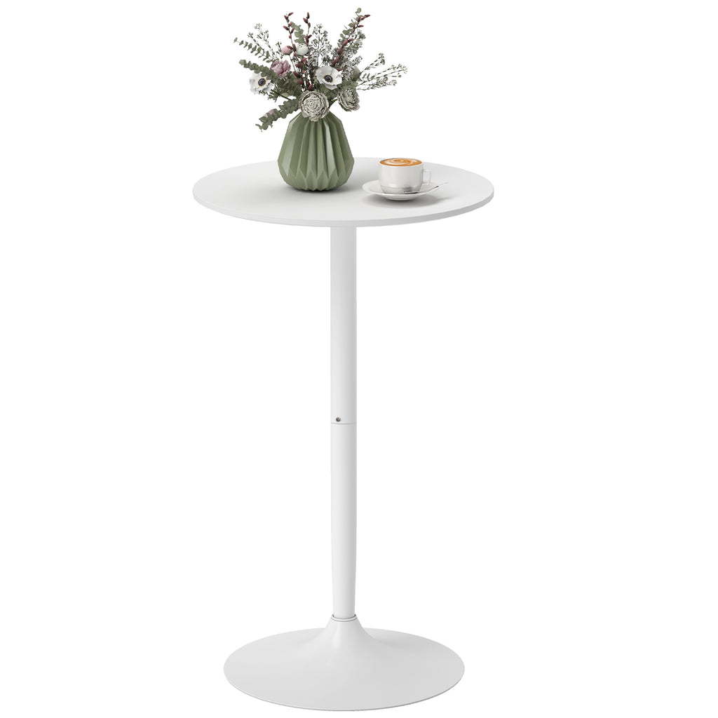 Mesa de Bar Redonda Mesa Alta de Cozinha Moderna com Bancada Pintada e Estrutura de Aço para 2 Pessoas para Casa Sala de Jantar Ø60x102 cm Branco — foto 1