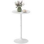 Mesa de Bar Redonda Mesa Alta de Cozinha Moderna com Bancada Pintada e Estrutura de Aço para 2 Pessoas para Casa Sala de Jantar Ø60x102 cm Branco — foto 1