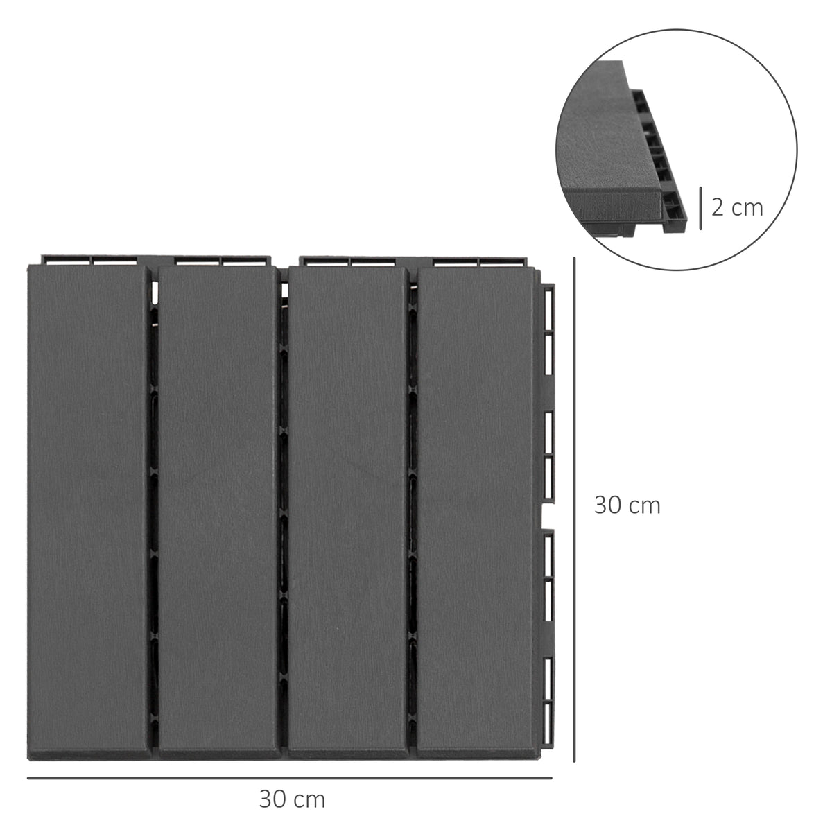 Conjunto de 9 Estrados 30x30cm com Área de 0.81 m² para Exterior e Interior Estrados com Sistema Click com Superfície Antiderrapante para Balcão Terraço Jardim Preto — foto 3