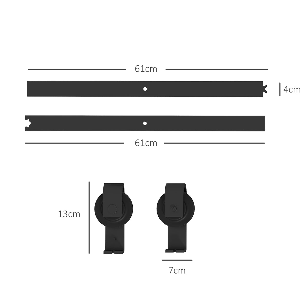 4FT / 122CM Kit de ferragens para porta deslizante dobrável para 2 portas com trilho para celeiro preto — foto 3
