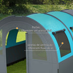 Tenda de Campismo Familiar para 5-6 Pessoas Tenda de Campismo Dobrável com 2 Quartos Portas e Bolsa de Transporte Impermeável 3000 mm para Trekking 480x260x200 cm Cinza — foto 6
