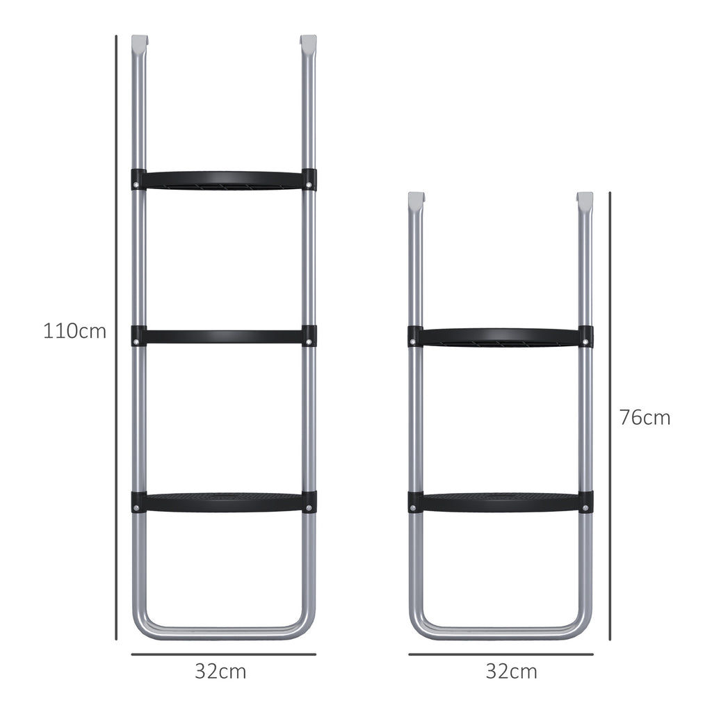 Escada para Trampolim de Aço Escada para Trampolim de 3 ou 2 Degraus com Degraus Largos e 2 Ganchos Capacidade 120 kg 110x32 cm Prata — foto 3