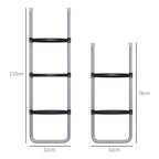 Escada para Trampolim de Aço Escada para Trampolim de 3 ou 2 Degraus com Degraus Largos e 2 Ganchos Capacidade 120 kg 110x32 cm Prata — foto 3