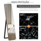 Espelho de Pé Espelho de Corpo Inteiro Retangular Espelho de Parede com 2 Formas de Uso Estrutura de Madeira de Pinho para Dormitórios Sala de Estar Corredor 37x43x156 cm Preto — foto 7