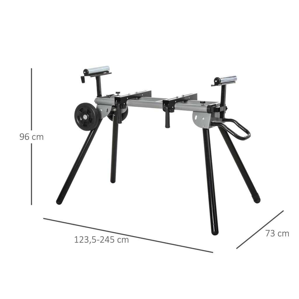 Suporte universal para serra de esquadria dobrável com distância de trabalho ajustável, fácil de transportar e armazenar 123,5-245x73x96 cm Preto — foto 3