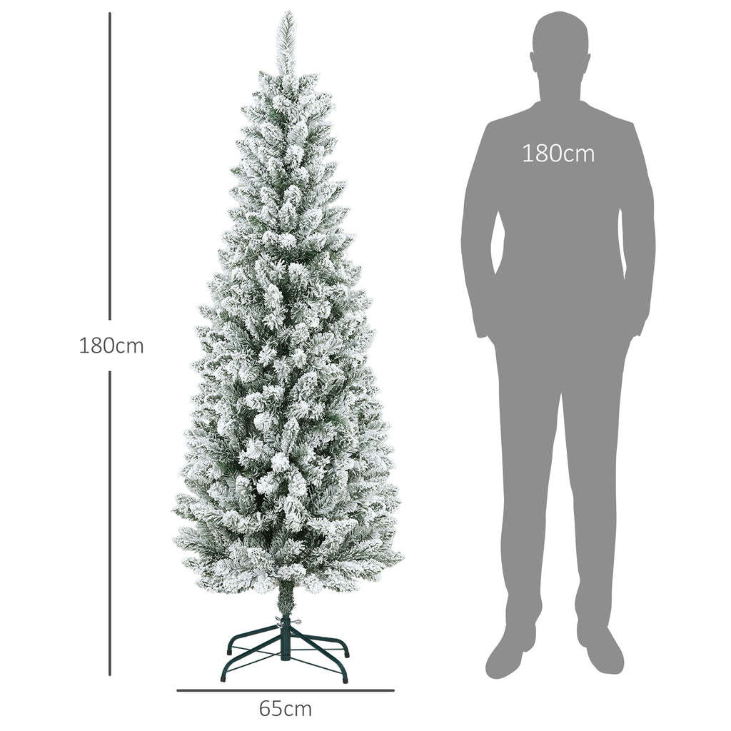 Árvore de Natal 180 cm Árvore de Natal Artificial Coberta de Neve com 479 Ramos e Suporte de Metal Árvore Natalícia para Sala Interior Verde — foto 3