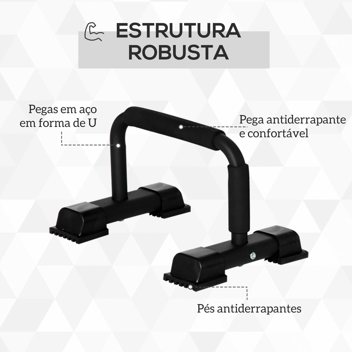 Barras Paralelas de Calistenia em Aço com Base Antiderrapante e Pegas Acolchoadas para Treino de Fitness em Ginásio ou em Casa 36x25x20 cm Preto — foto 5