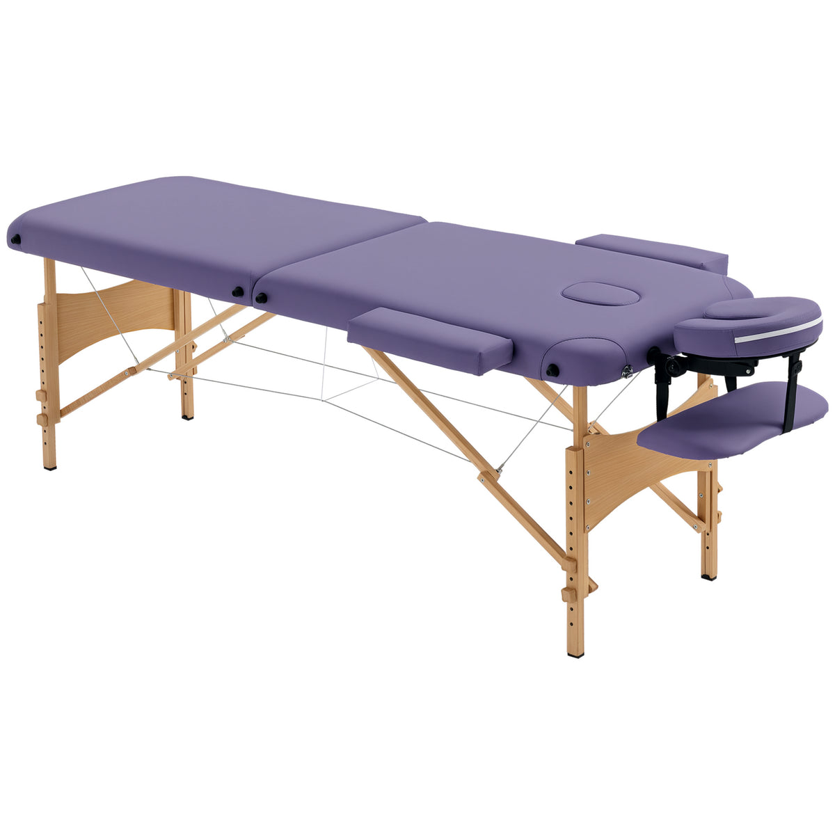 Marquesa de Massagem Dobrável Marquesa com Altura Ajustável 61-88 cm Desenho Ergonómico para Utilização Profissional Fácil de Transportar 185x60 cm Roxo — foto 1