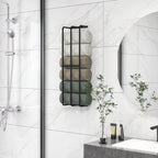 Toalheiro de Casa de Banho Toalheiro de Parede com 3 Barras e Estrutura de Metal Suporte para Toalhas 21x12x74 cm Preto — foto 2