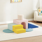 Conjunto de 8 Blocos de Espuma para Crianças Blocos de Psicomotricidade com Capas de Veludo Laváveis Conjunto de Escalada Interior para Escalar e Rastejar Multicor — foto 2