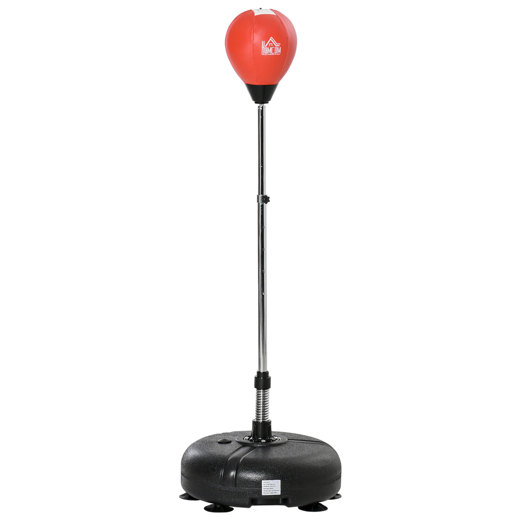 Saco de Boxe de Pé com Altura Ajustável de 4 Níveis Punching Ball com Base Preenchida Luvas e Inflador para Adultos e Adolescentes Ø45x132-158cm Preto e Vermelho — foto 1
