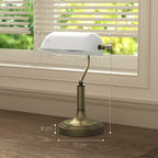 Candeeiro de Mesa Banqueiro Candeeiro de Mesa Vintage E27 com Ecrã Orientável a 45° Interruptor Basculante para Casa Escritório Biblioteca 26,8x22x39,5 cm Branco — foto 3