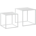 Conjunto de 2 Mesas Mesas de Centro Quadradas para Sala de Estar Estrutura de Aço para Quarto e Escritório Grande 40 cm Pequena 35 cm Branco — foto 1