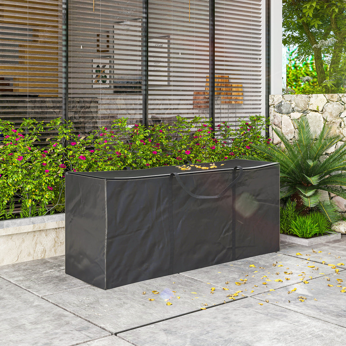 Bolsa de Armazenamento para Almofadas de Jardim Impermeável Bolsa de Arrumação para Árvore de Natal Resistente com Alça Bolsa para Almofadas de Exterior 175x55x75 cm Preto — foto 2